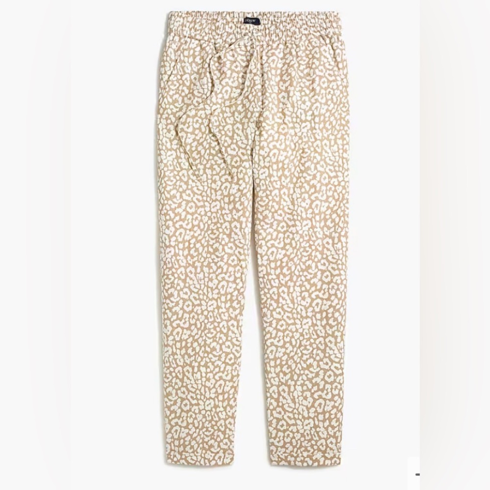 LIKE NEW!! J CREW LINEN DRAWSTRING PANTS leopard print and POCKETS!
